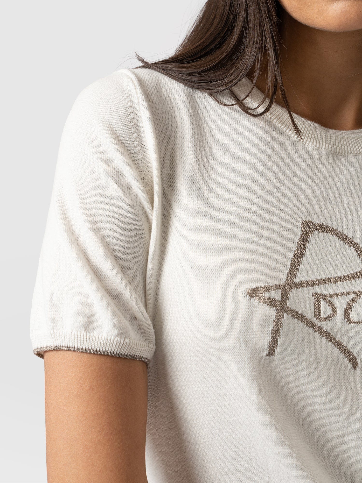 Rock Intarsia Jumper Short Sleeve Cream - Women's Jumper | Saint + Sofia® EU
